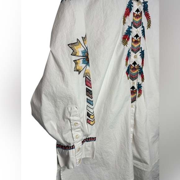 Vintage Collection Western Embroidered Oversized Button Front Cotton Blouse Med - Picture 3 of 11